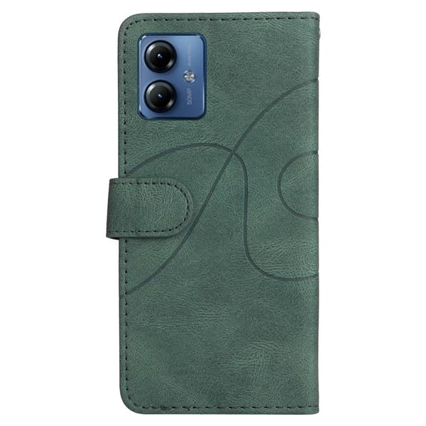 Texturerat läder Motorola Moto G14 fodral med handledsband - Grön Grön