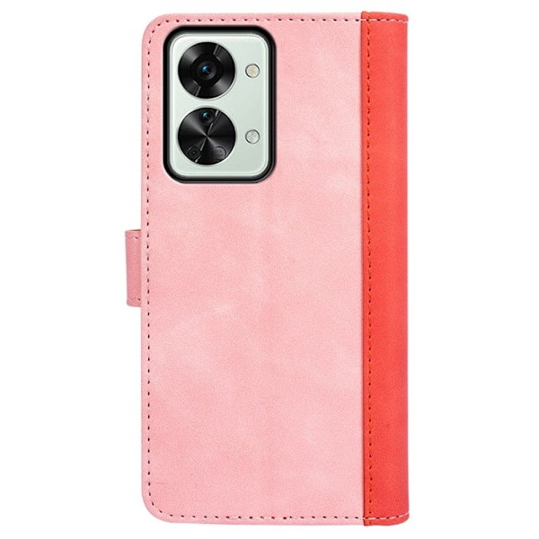 Tvåfärgat OnePlus Nord 2T fodral i läder - Rosa Rosa