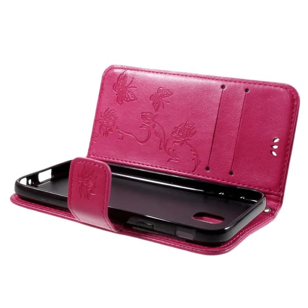 Samsung Galaxy J7 (2017) Etui laget av kunstlær og silikon – Rosa Pink