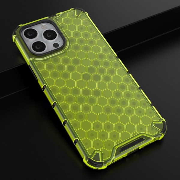 iPhone 14 Pro Max 6,7 tommer Honeycomb tekstureret anti-ridse cover Fleksibelt og stødsikkert dobbeltlagsbeskyttende telefonetui - Grøn Green