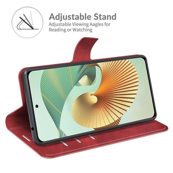Hållbart konstläder ZTE Axon 30 Pro 5G fodral med plånbok - Röd Röd