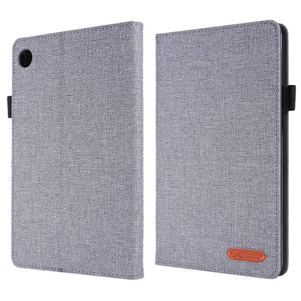 Lenovo Tab M8 flipomslag i stoflæder - Grå Silver grey