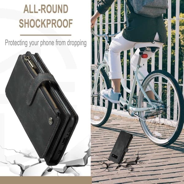 CaseMe Samsung Galaxy S10 etui med lynlås og pung - Sort Black