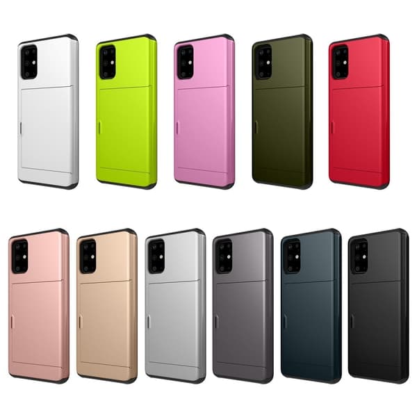 Kortspor PC + TPU Hybrid Phone Case til Samsung Galaxy S20 4G/S20 5G - Grå Silver grey
