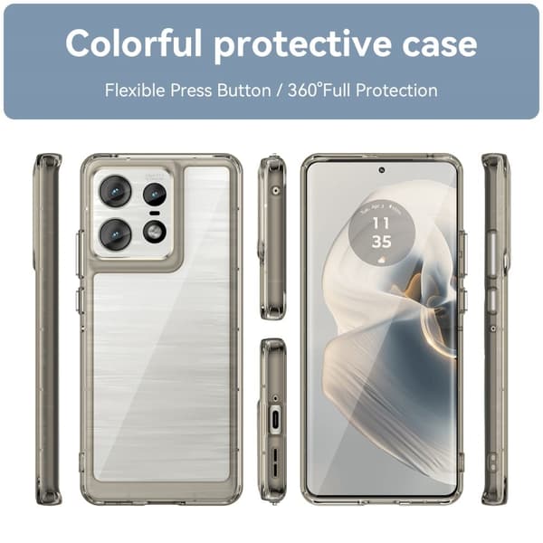 Motorola Edge 50 Pro älykäs akryylikansi - Läpinäkyvä Harmaa Silver grey