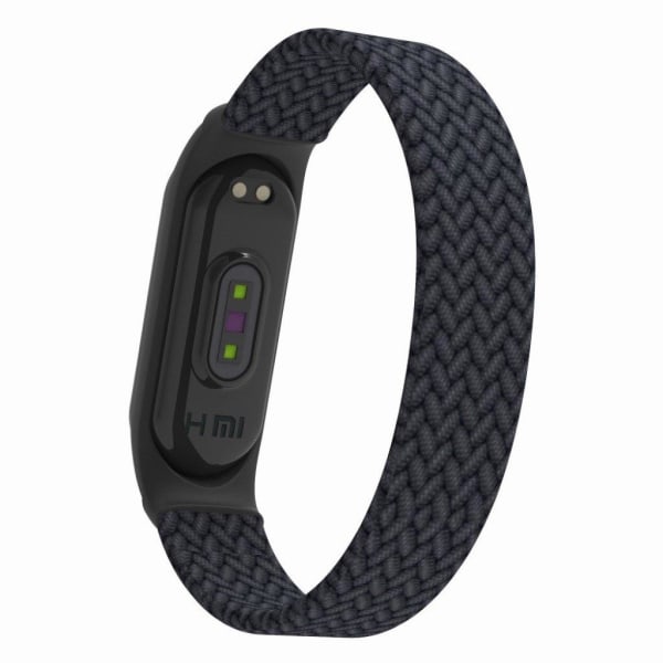 Xiaomi Mi Band 5 / 4 / 3 elastisk nylon-urrem - Trækul / Størrelse: L Black