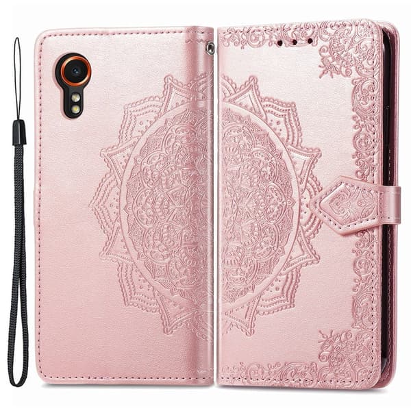 Mandala Samsung Galaxy Xcover 7 læderetui - Rødguld Pink