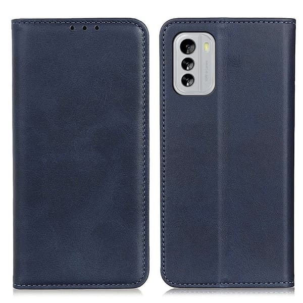 Lompakko-style Aitoa Nahkaa Läppäkotelo For Nokia G60 - Sininen Blue