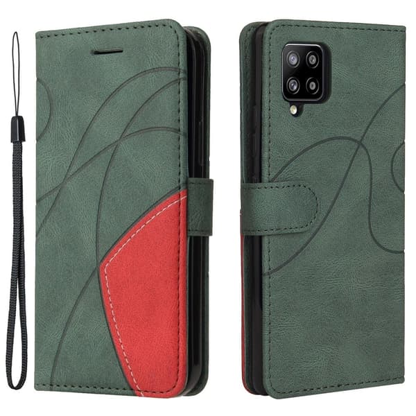 Tekstureret Læder Etui med Strop Til Samsung Galaxy A42 5G - Grøn Green