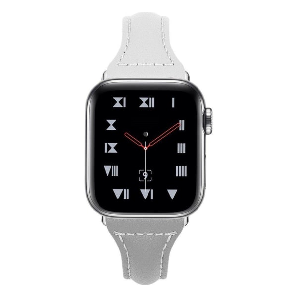 Apple Watch Series 4 40mm Tre-Farvet ægte læder Urrem - Hvid / G Brown