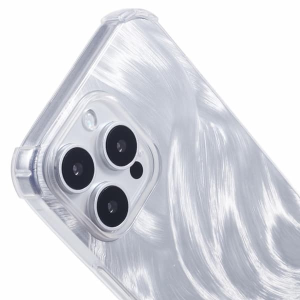 iPhone 16 Pro Max Fodral Stötsäkert flexibelt mobilskal med kortpapper - Aurora Fjäder Silvergrå