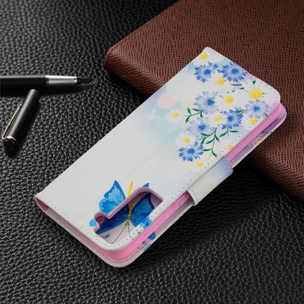 Wonderland Samsung Galaxy S21 Plus Flippetui - Sommerfugl og Blomst Multicolor