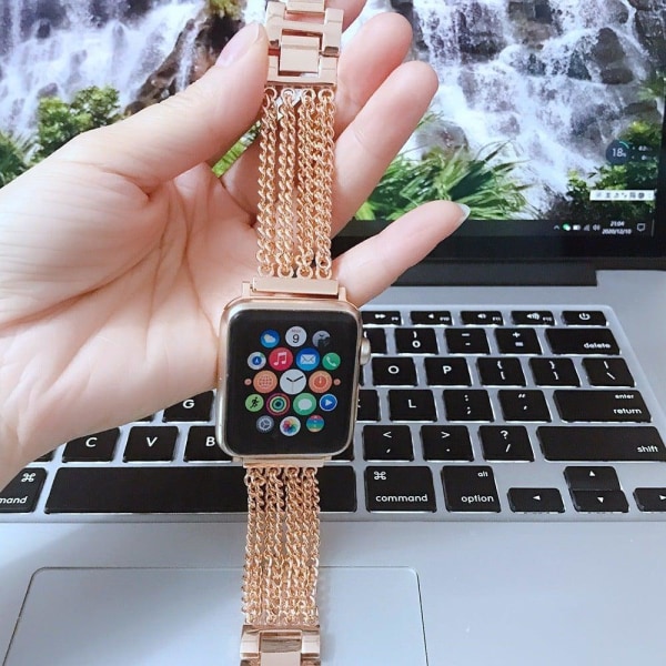 Apple Watch Series 8 (45mm) / Watch Ultra multi-chain style stainless steel watch strap - Gold Gold