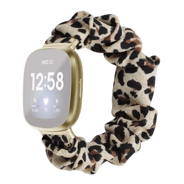 Fitbit Versa / Versa Lite elastiskt klockarmband i snyggt tyg - Gul Leopard multifärg