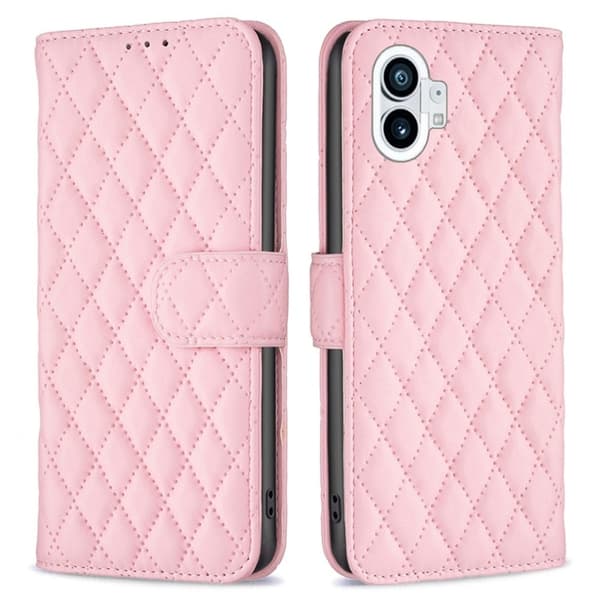Rhombus mat Nothing Phone (1) flip etui - Pink Pink