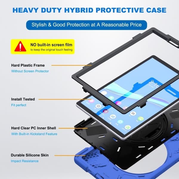 Lenovo Tab M10 HD Gen 2 360 vridbar kickstand-hållare + silikonfodral - Blå Blå