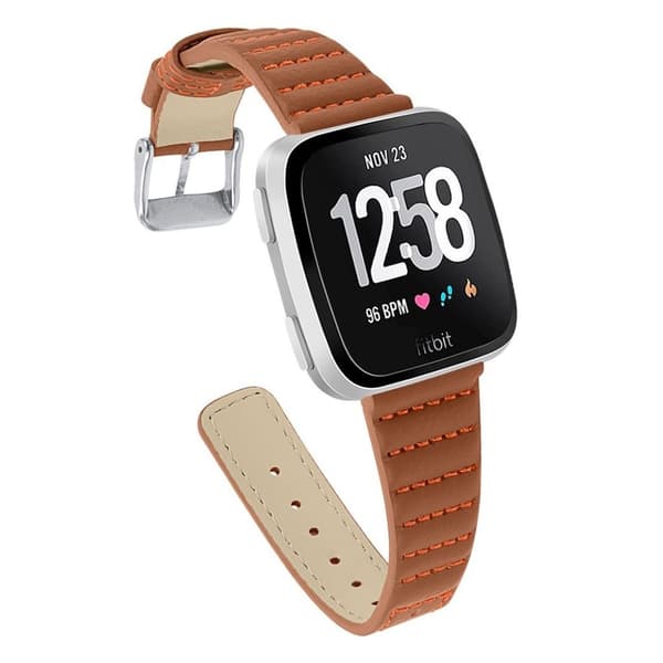 Fitbit Versa / Versa Lite aito nahkakellon ranneke - Ruskea Brown
