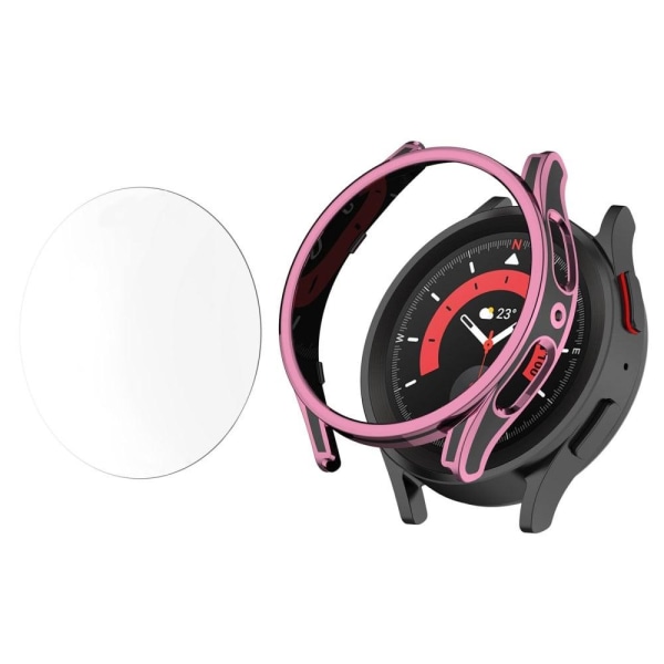 Samsung Galaxy Watch 5 (44mm) protective cover with tempered gla Pink