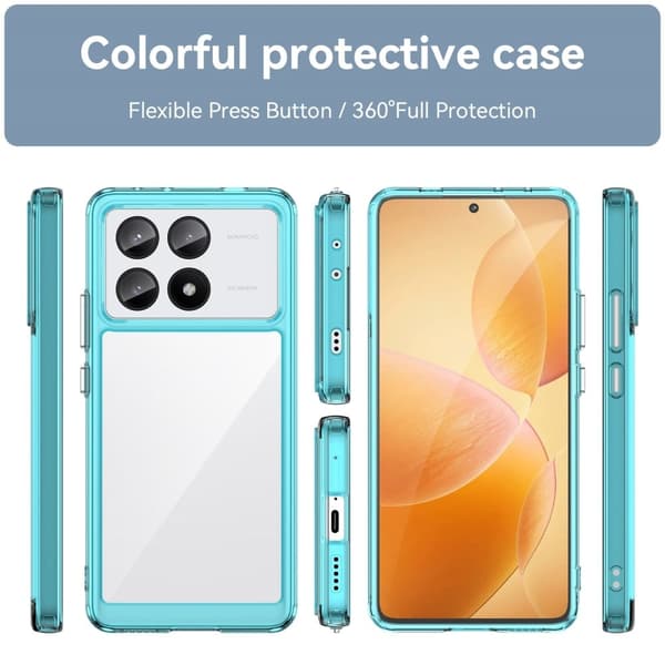Xiaomi Redmi K70E / Xiaomi Poco X6 Pro smart telefonskal i akryl - Transparent Blå Blå