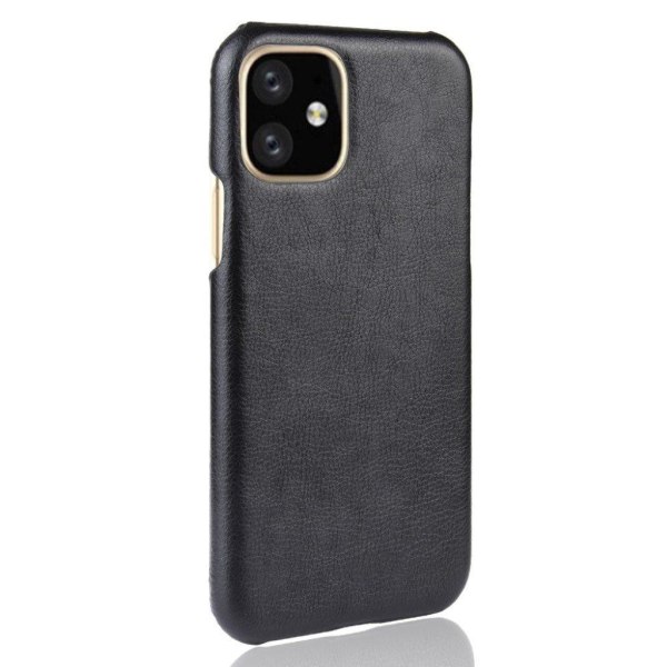 Litchi-tekstur Vegansk læder og stødsikkert telefon cover iPhone 11 Pro Max 6,5 tommer (2019) - Brun Black