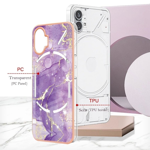 Marmormotiv Nothing Phone (1) skal - Lila Marmor Lila