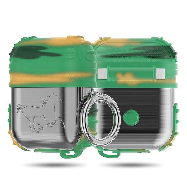 Apple Airpodsin iskunkestävä kotelo - Hopea / Camo Multicolor
