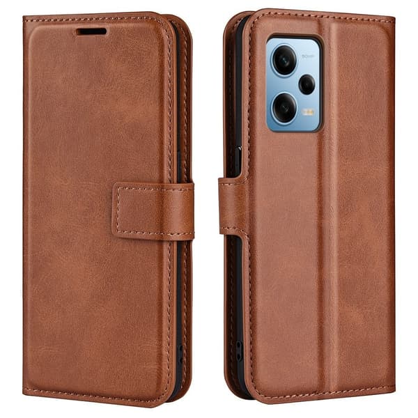 Læretui med Lommebok til Xiaomi Redmi Note 12 Pro - Lysebrun Brown