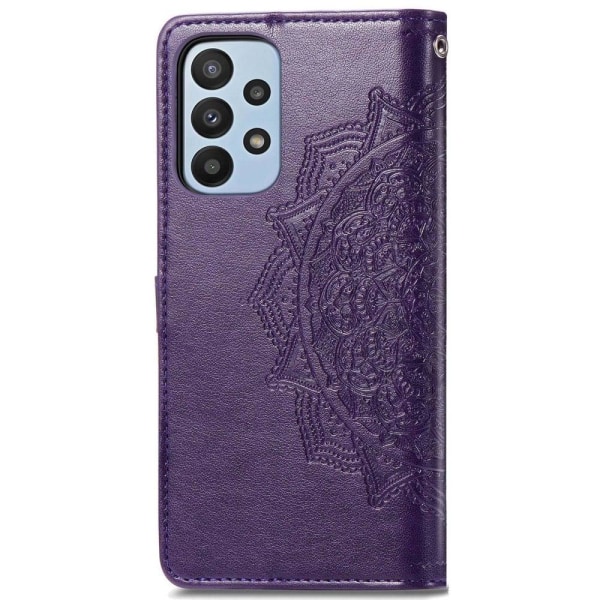 Mandala Samsung Galaxy A23 nahkakotelo - Violetti Purple