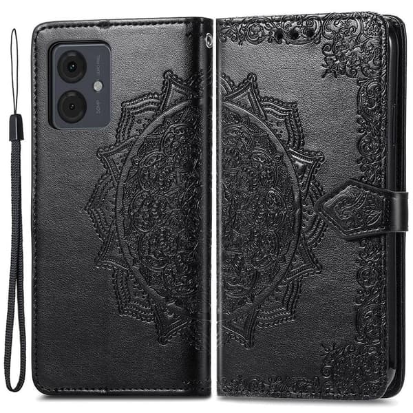Mandala Motorola Moto G14 læderetui - Sort Black