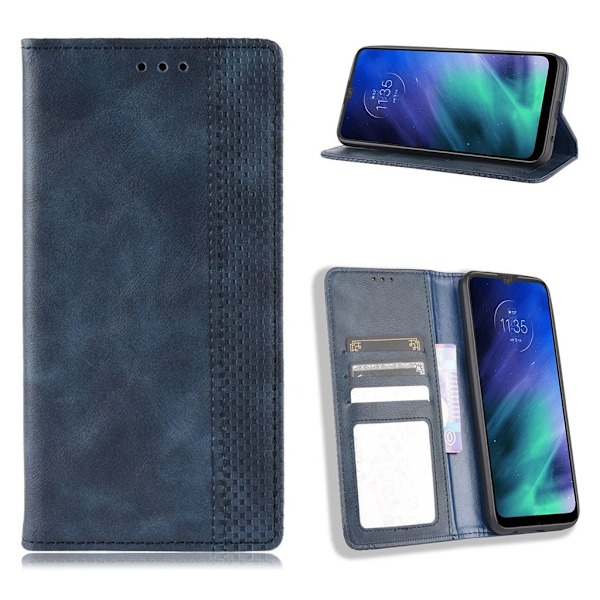 Bofink Vintage Motorola One Fusion Læder Etui - Blå Blue
