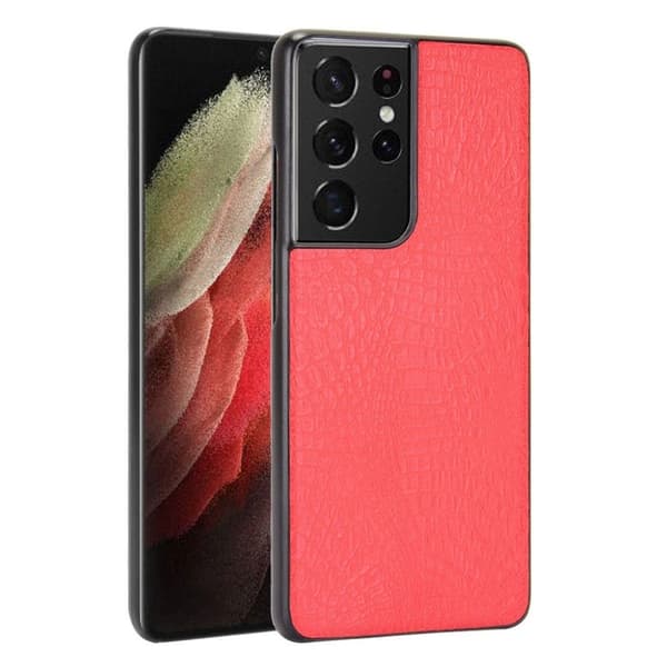 Croco Etui Samsung Galaxy S21 Ultra - Rød Red