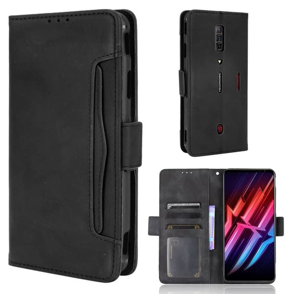 Modern-styled Læder Pung Etui til Zte Nubia Red Magic 6 / 6 Pro - Sort Black