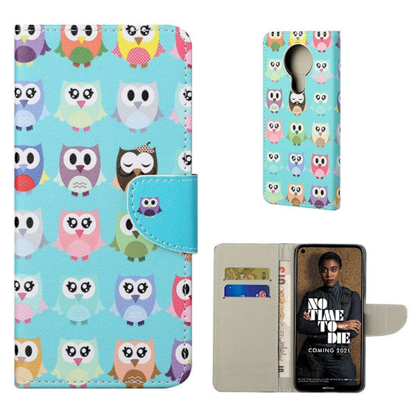 Wonderland Nokia 3.4 Flippetui - Ugler Tile Multicolor