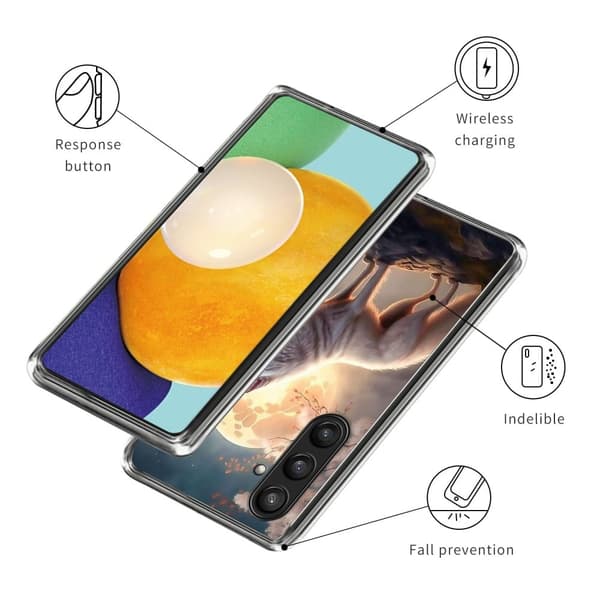 Deco Samsung Galaxy A34 5G deksel - Ulv I Måneskinn White