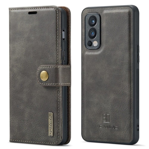 DG.MING OnePlus Nord 2 5G 2-in-1 Wallet Case - Grey Silver grey