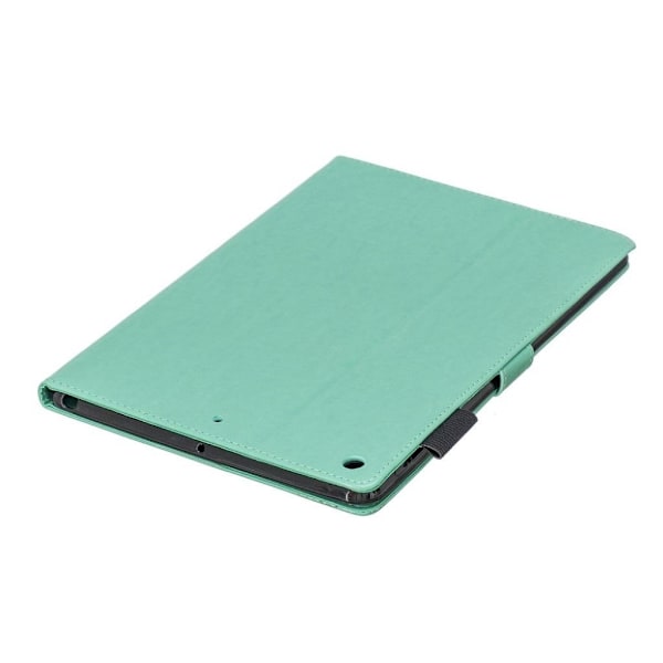 iPad 10.2 (2019) tryck blomma briljant läder flipfodral - Blå Blå