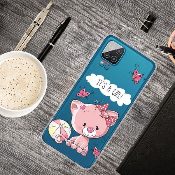 Deco Samsung Galaxy A12 5G Etui - Rosa Bjørn Pink