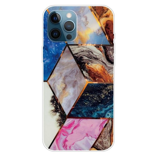 Marble iPhone 15 Etui - Vibrant Klinkekule Diamant Multicolor