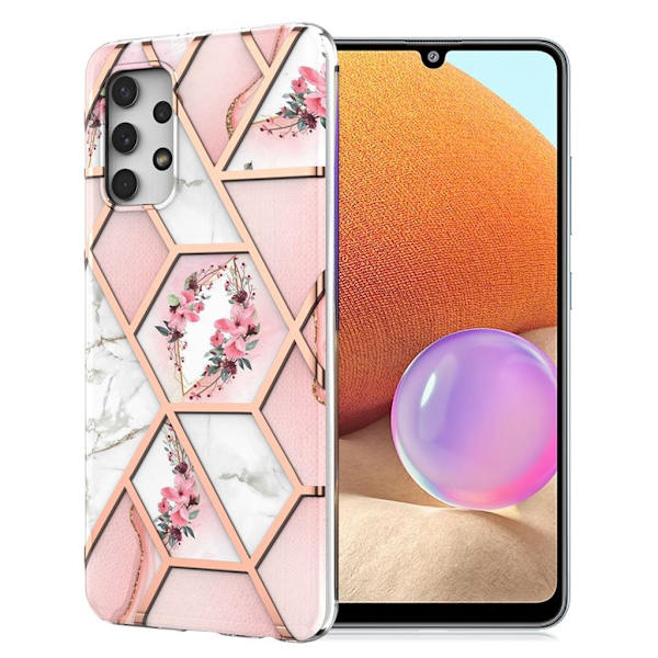 Marmormotiv Samsung Galaxy A32 skal - Rosa Marmor / Blomma multifärg