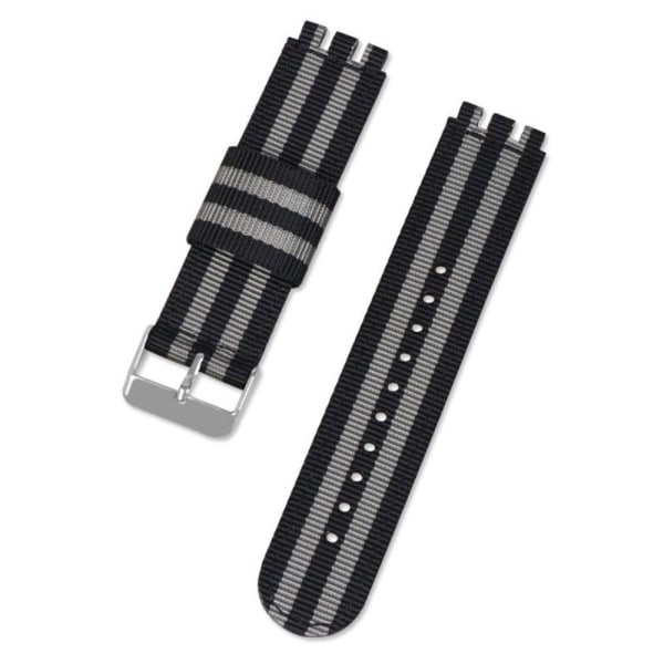 17mm Universal nylon + canvas watch strap silver buckle - Black multifärg