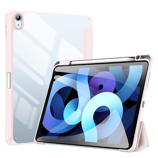DUX DUCIS TOBY Series Smart Premium Leather Tri-fold Cover med Auto Sleep / Wake Lightweight stander etui iPad Air (2022) (2020) 10.9 inch/Air 5 10.9 Pink