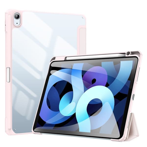 Tri-fold läderfodral för iPad Air (2022) / Air (2020) - Ljusrosa Rosa