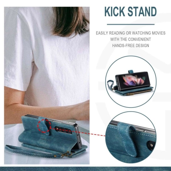 CaseMe zipper-wallet phone case for Samsung Galaxy Z Fold4 - Blu Blue