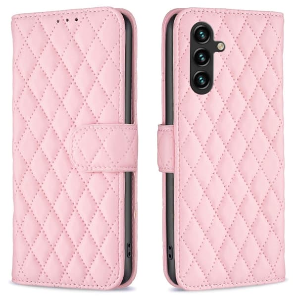 Matt Samsung Galaxy A36 fodral med rombmönster - Rosa Rosa