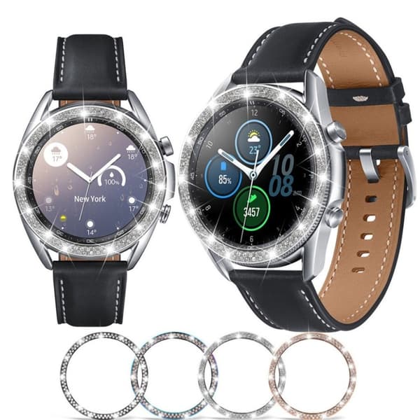Samsung Galaxy Watch 3 (45mm) skinnende rhinestone urskive ramme - Sort Black