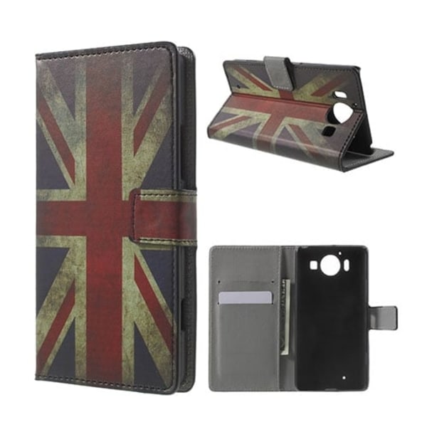 Mobergmicrosoft Lumia 950 Nahkakotelo - Vanhanaikainen Britannian Lippu Multicolor
