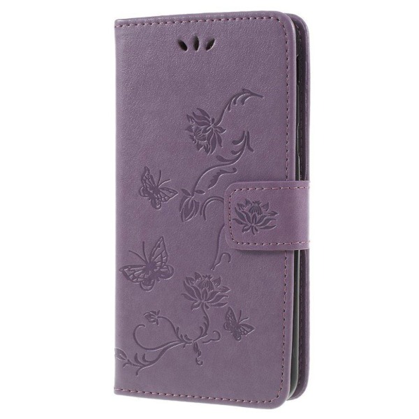 Samsung Galaxy J6 Printti Kuvioitu Lompakko Suoja Kotelo - Vaale Purple