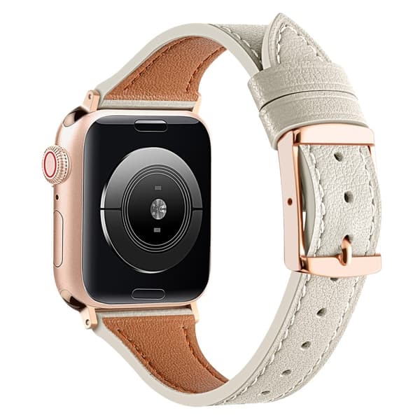 Apple Watch Series 8 (41mm) urrem i ægte læder - Beige White