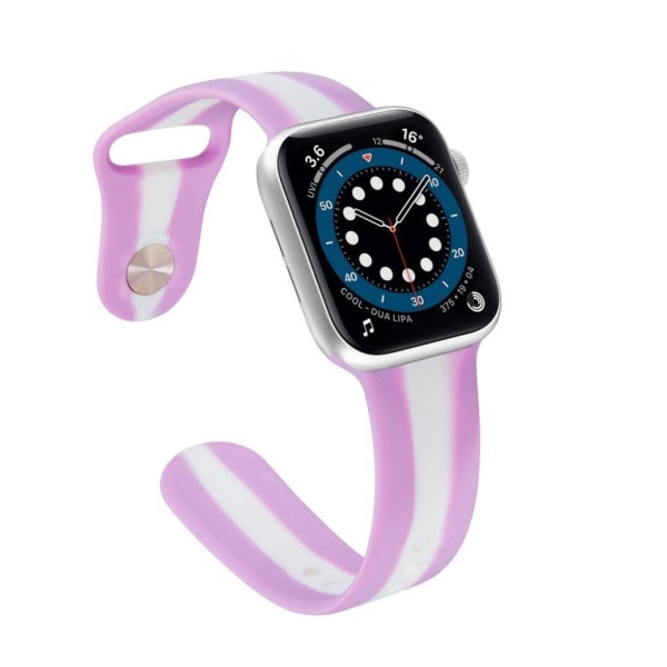 Apple Watch 42mm - 44mm color stripe silicone watch strap - Purp Purple