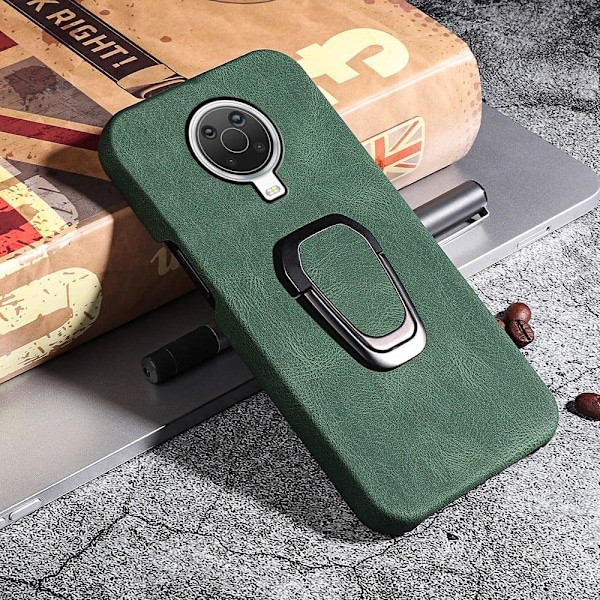 Stötsäkert läderfodral med oval kickstand för Nokia G20 - Grön Grön